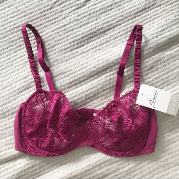 SIMONE PERELE Victoire Lace Demi Underwire Bra Half Cup Burgundy 34B 34C 34D New - Picture 2 of 10